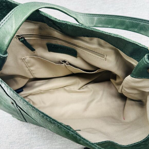 AMERICAN LEATHER Co - Green One Strap Magnetic Snap Shoulder Bag - Picture 12 of 14
